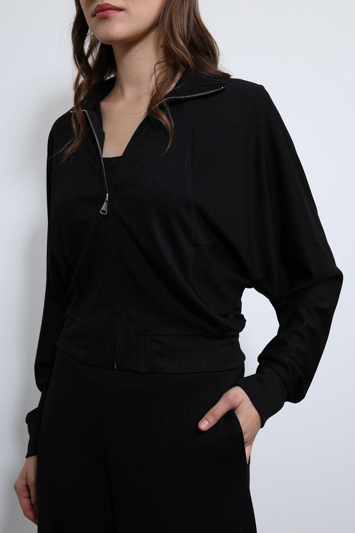 ANT Antioch Siyah Geniş Paça Çizgili Eşofman Takım - Plasencia