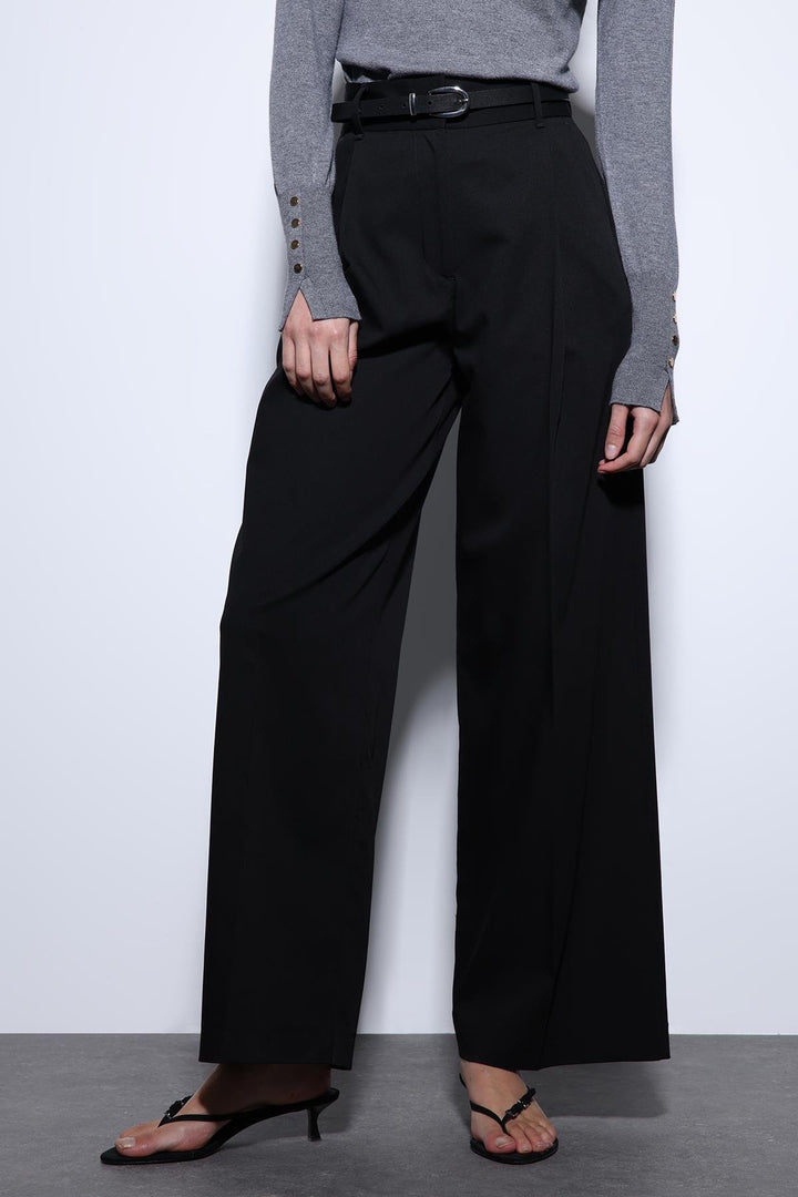 ANT Antioch Siyah Geniş Paça Kadın Pantolon - Oviedo