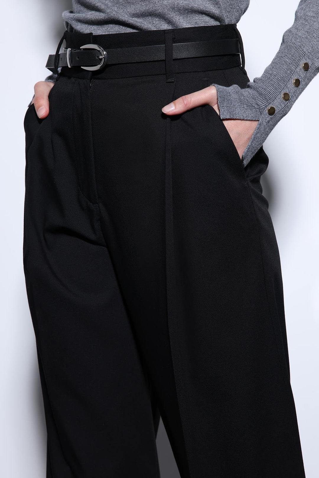 ANT Antioch Siyah Geniş Paça Kadın Pantolon - Oviedo