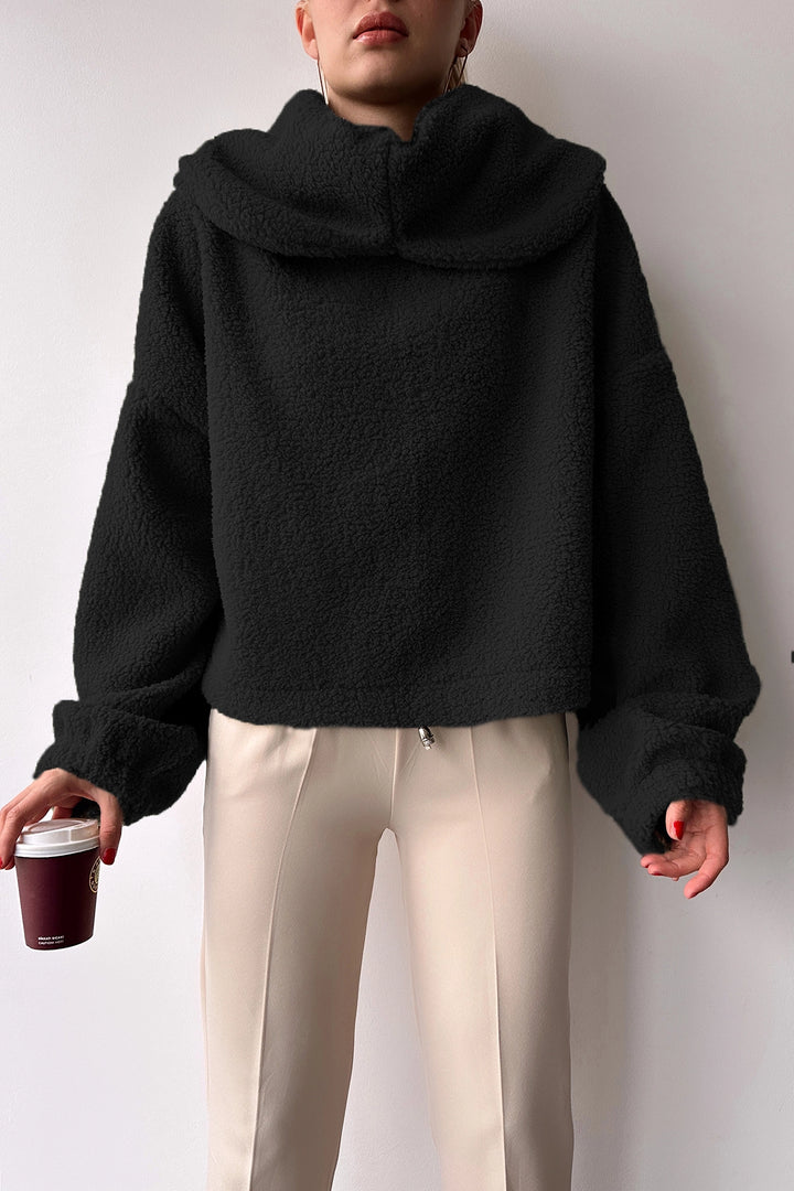 Black Wide Collar Welsoft Plush Sweatshirt BC231022 - Norwich