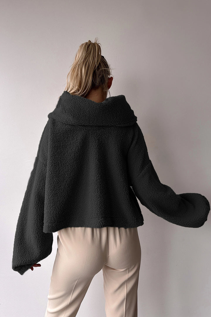 Black Wide Collar Welsoft Plush Sweatshirt BC231022 - Norwich