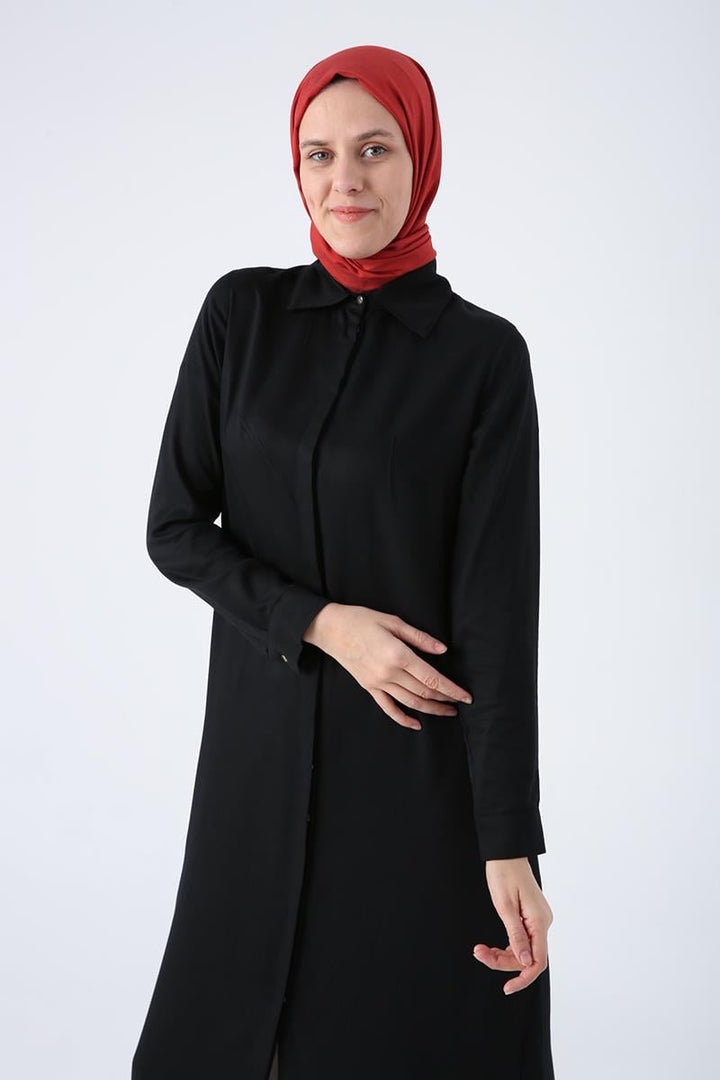 TLD Women Allday Black Hidden Snap Tunic Shirt - Purísima de Bustos
