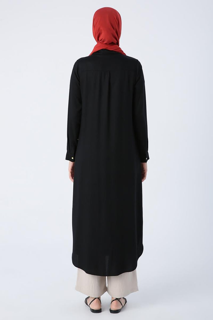 TLD Women Allday Black Hidden Snap Tunic Shirt - Purísima de Bustos