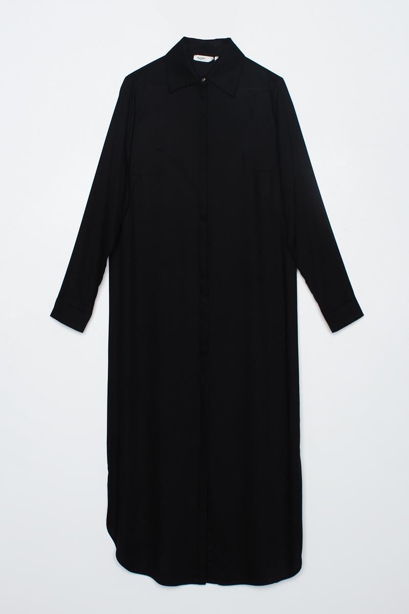 TLD Women Allday Black Hidden Snap Tunic Shirt - Purísima de Bustos