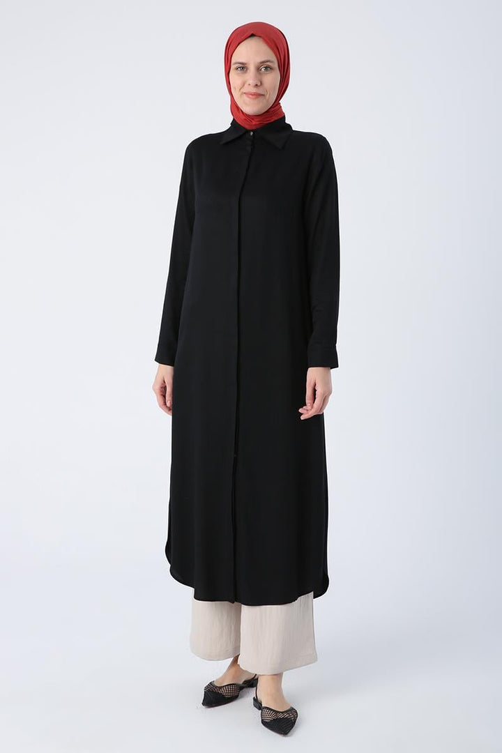 TLD Women Allday Black Hidden Snap Tunic Shirt - Purísima de Bustos