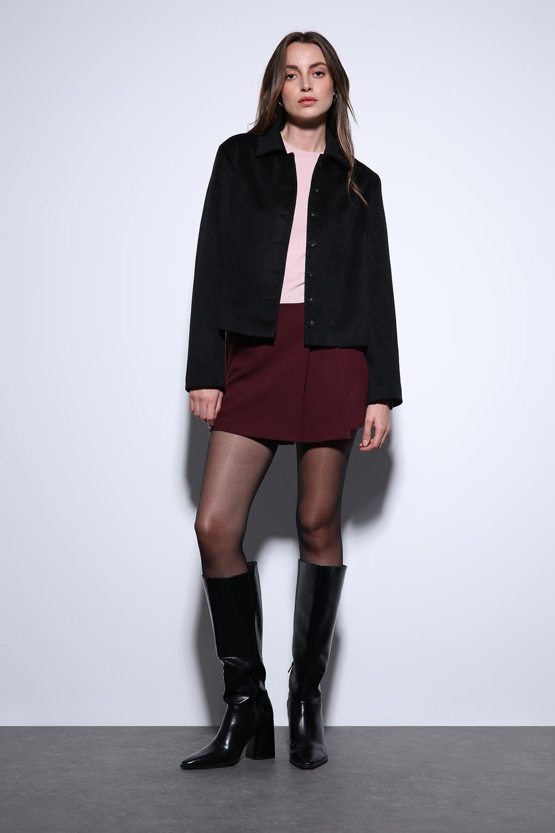 ANT Antioch Black Shirt Collar Short Pea Coat - Sesto Fiorentino