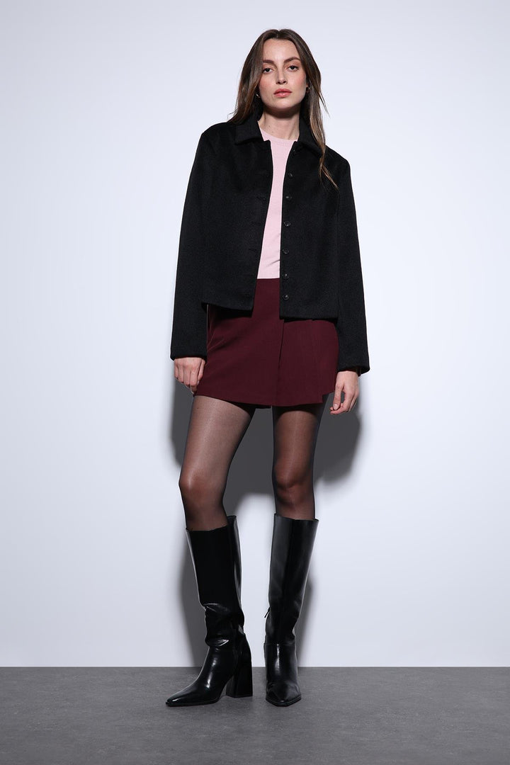 ANT Antioch Black Shirt Collar Short Pea Coat - Sesto Fiorentino