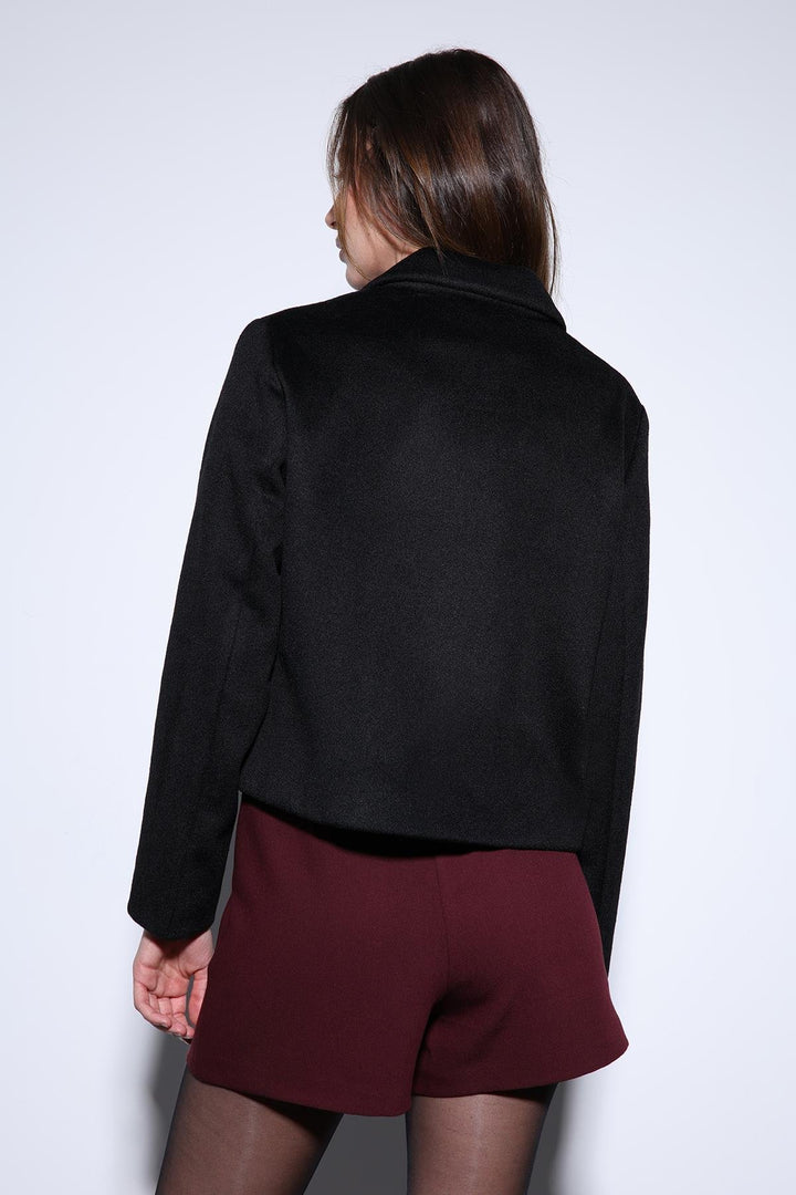 ANT Antioch Black Shirt Collar Short Pea Coat - Sesto Fiorentino