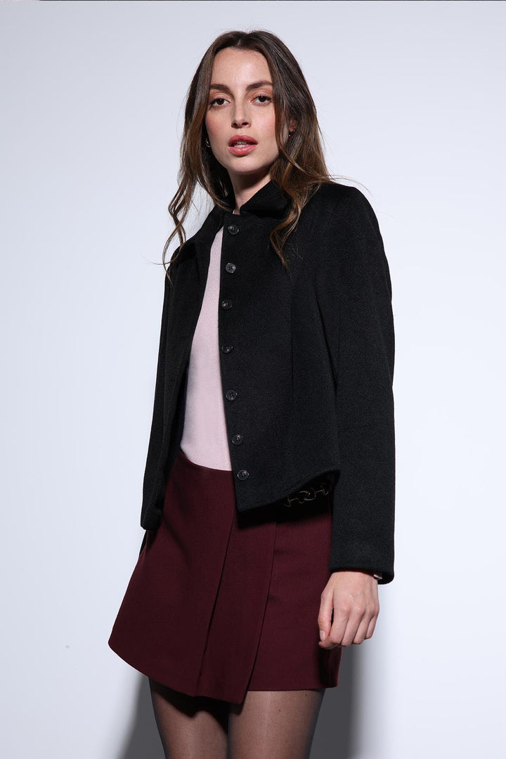 ANT Antioch Black Shirt Collar Short Pea Coat - Sesto Fiorentino
