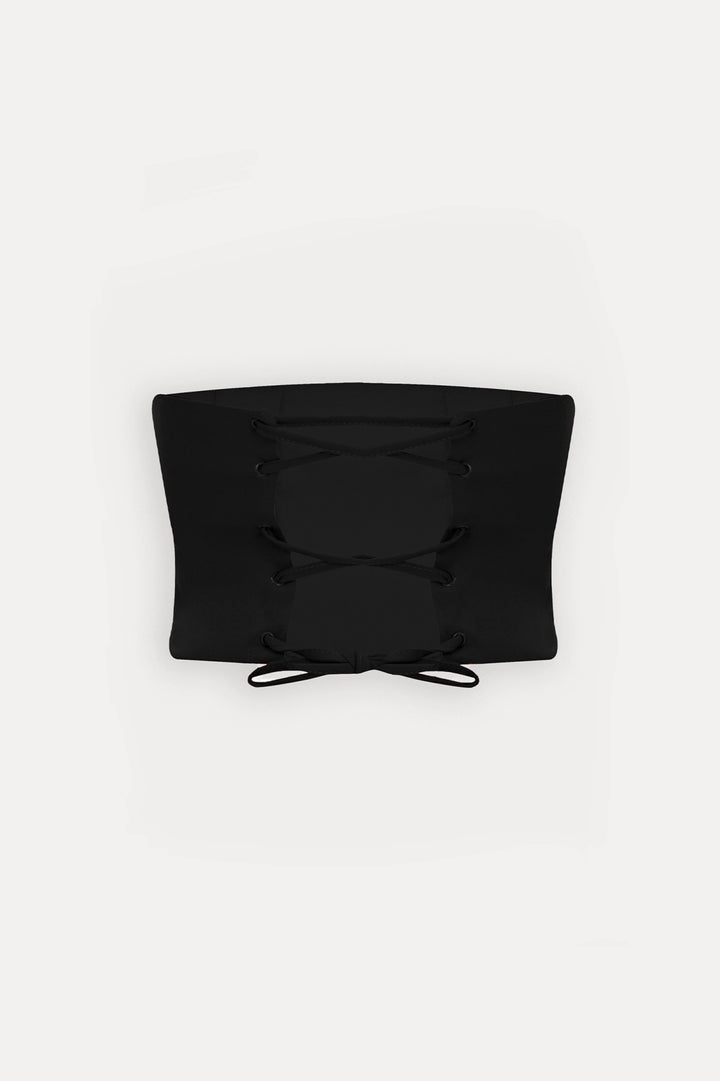 EYY Women Black Rose Detail Strapless Crop Top - Grimbergen