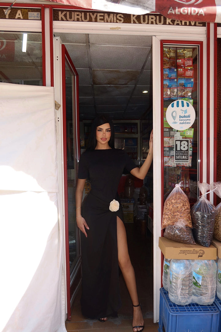 EYY Women Black Rose Detail Long Dress - Rincón de la Victoria