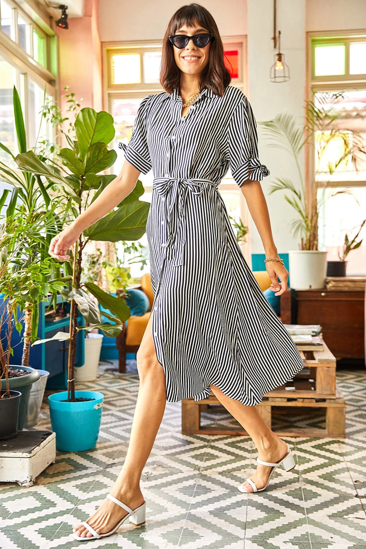 Black Lightweight Fabric Casual Summer Dress BCBSK-25700-K7417 - Parla