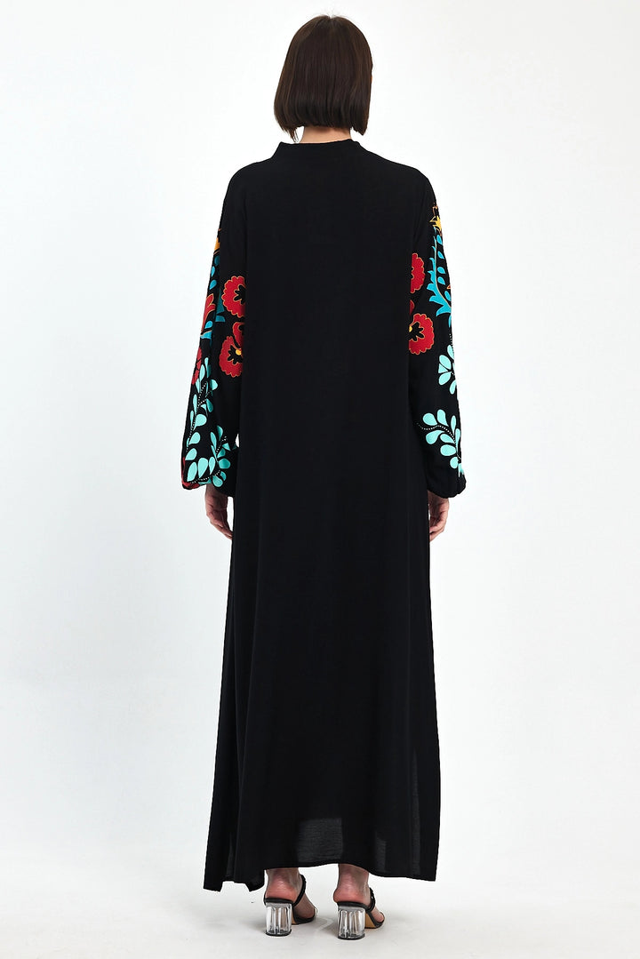 Maxi Boy Black Shawl Collar Embroidered Long Woven Dress BCVL-241049 - Clermont-Ferrand