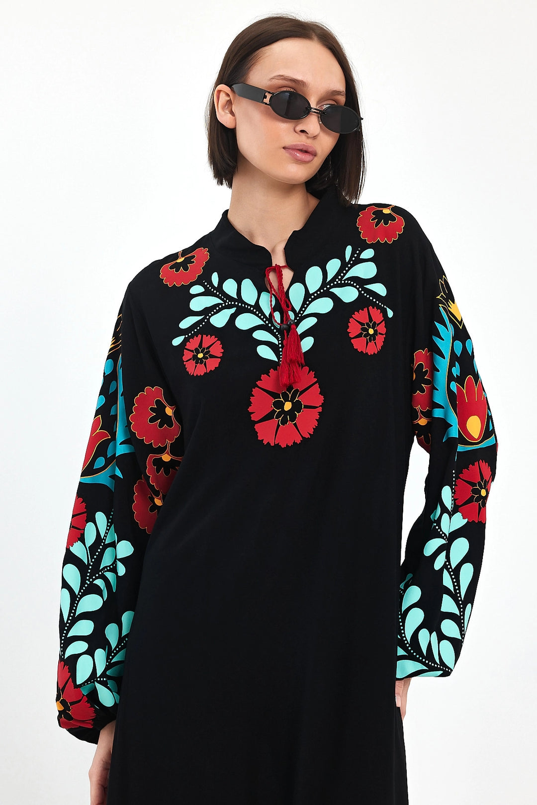 Maxi Boy Black Shawl Collar Embroidered Long Woven Dress BCVL-241049 - Clermont-Ferrand