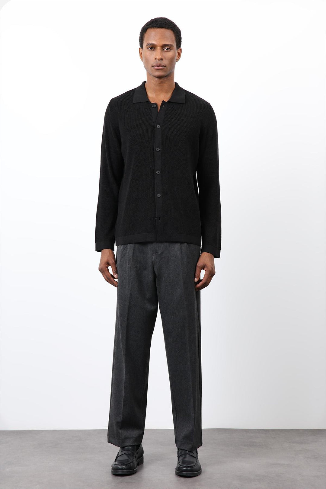 ANT Antioch Siyah İnce Örgü Triko Erkek Hırka - Gap