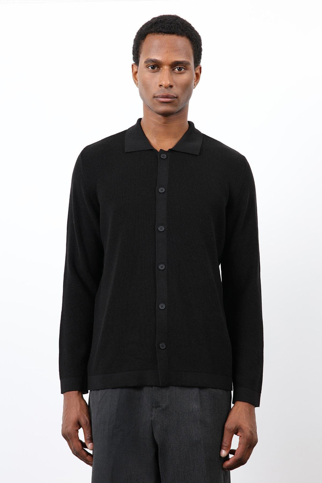 ANT Antioch Siyah İnce Örgü Triko Erkek Hırka - Gap