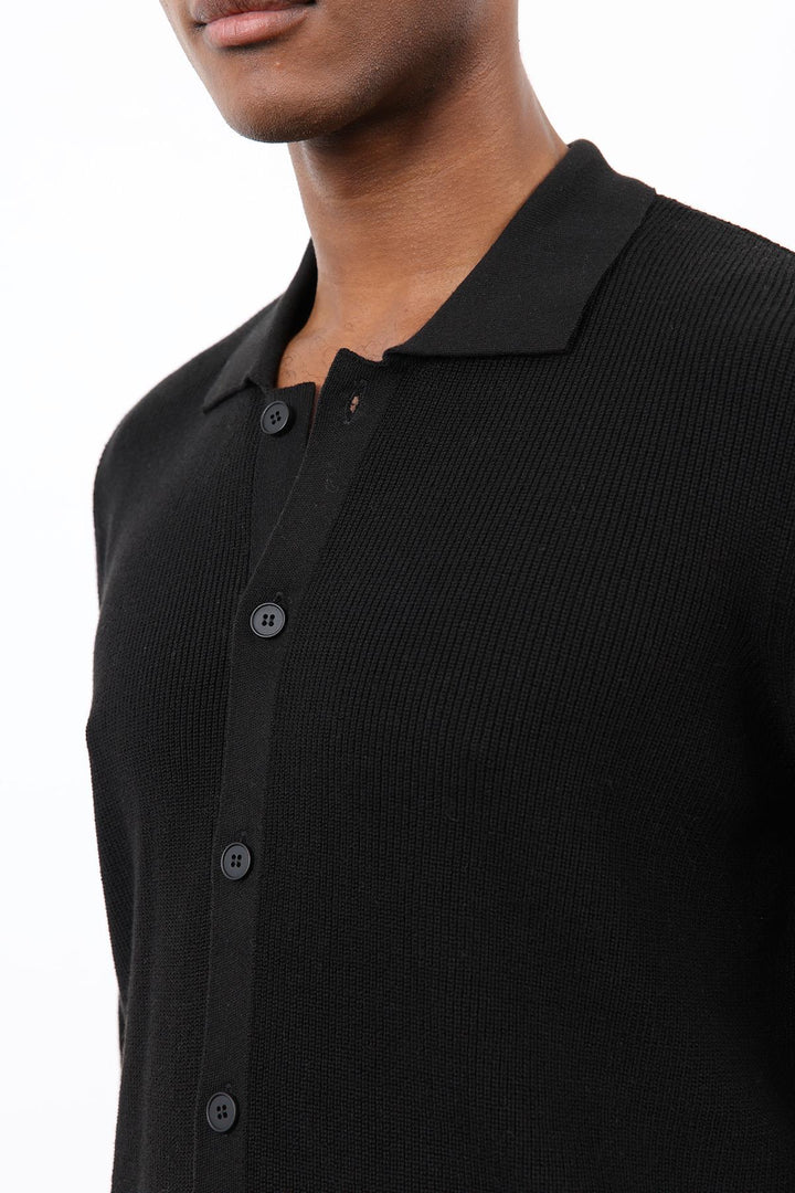 ANT Antioch Siyah İnce Örgü Triko Erkek Hırka - Gap