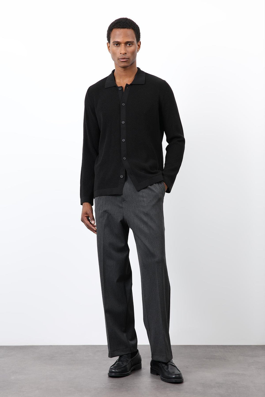 ANT Antioch Siyah İnce Örgü Triko Erkek Hırka - Gap