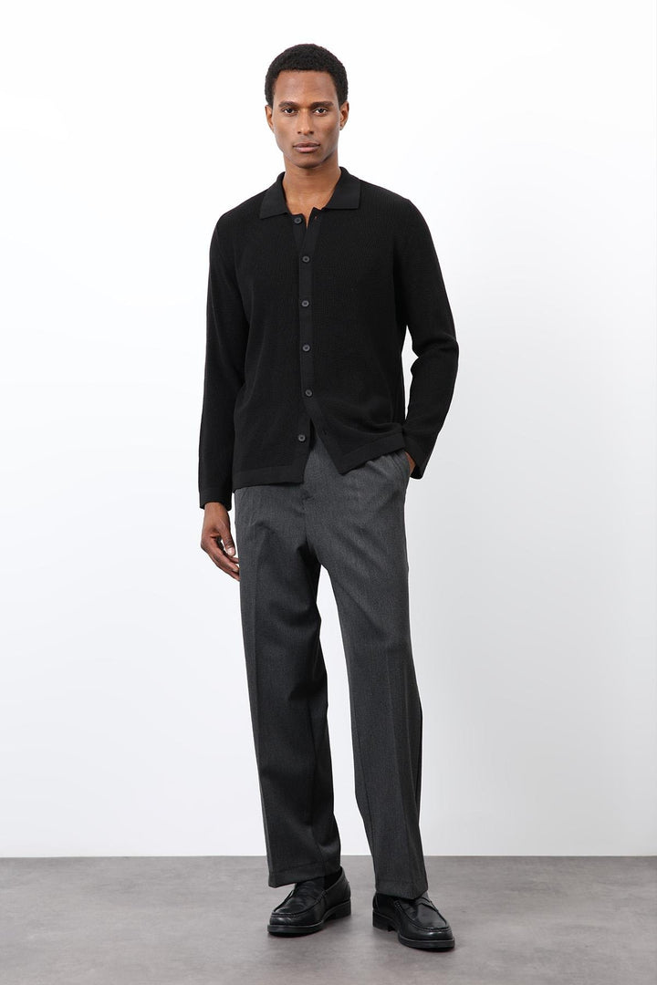 ANT Antioch Siyah İnce Örgü Triko Erkek Hırka - Gap