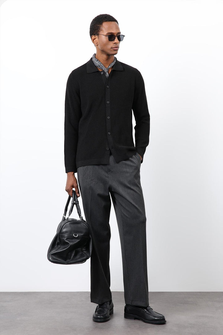 ANT Antioch Siyah İnce Örgü Triko Erkek Hırka - Gap