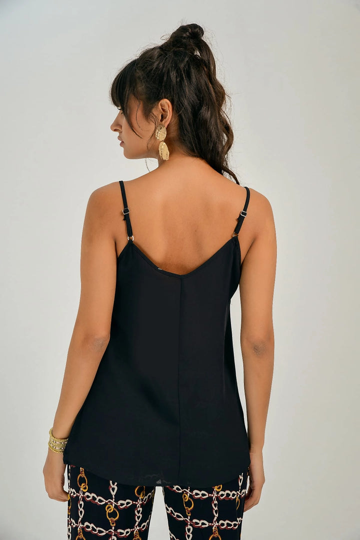 Black Lace Detailed Blouse with String Straps BCBSK-25700-T4008730 - Arcadia