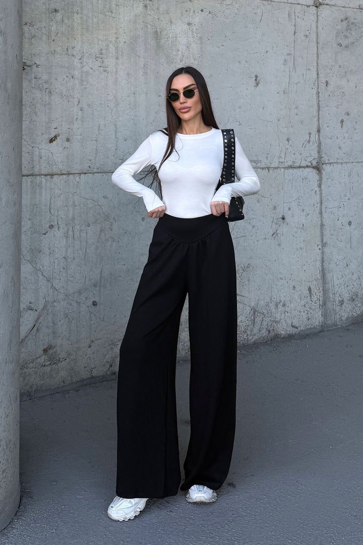 Black Spanish Flare Ultra Soft Fabric Trousers BCDF-25P0003 - Council Bluffs