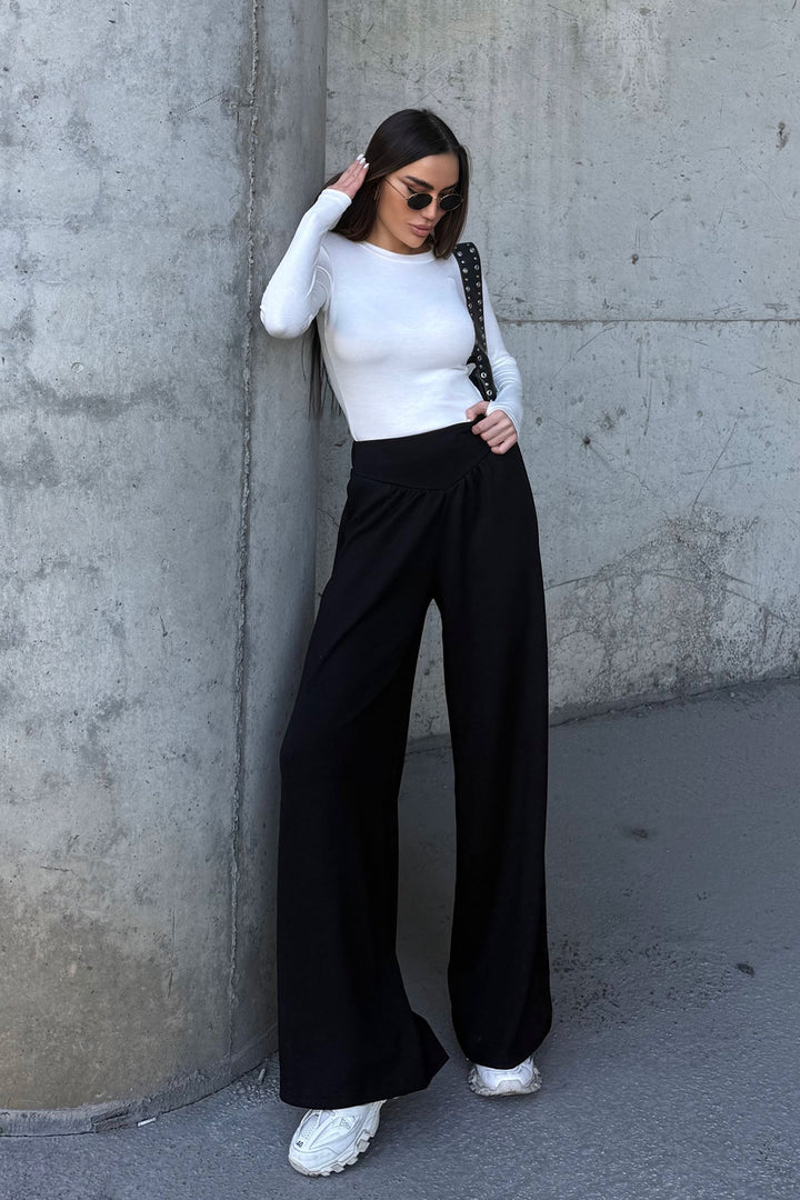 Black Spanish Flare Ultra Soft Fabric Trousers BCDF-25P0003 - Council Bluffs