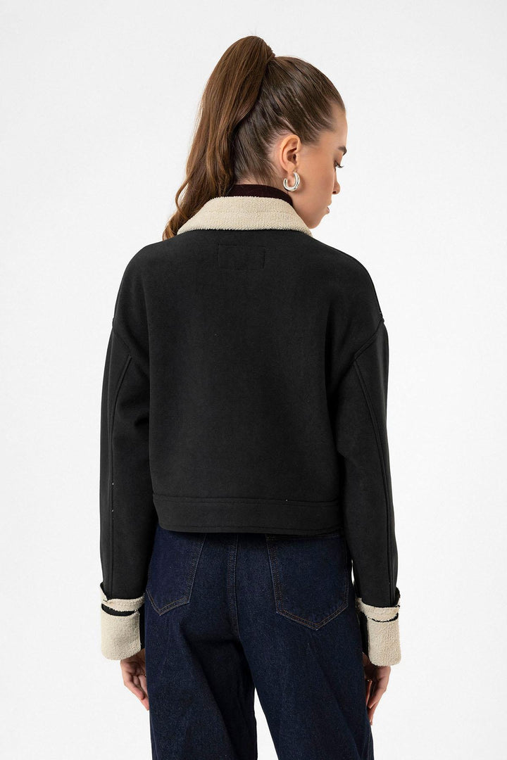 ANT Antioch Black Women's Lined Detailed Textured Coat - Woonsocket