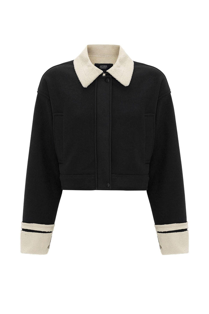 ANT Antioch Black Women's Lined Detailed Textured Coat - Woonsocket