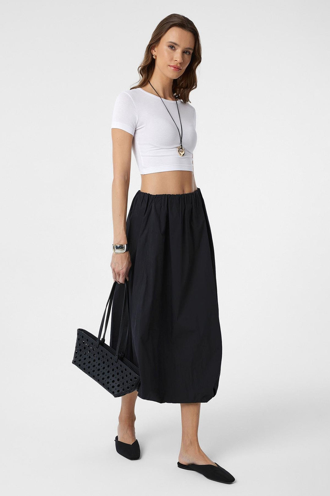 ANT Antioch Black Woman Balloon Midi Skirt - Cunduacán