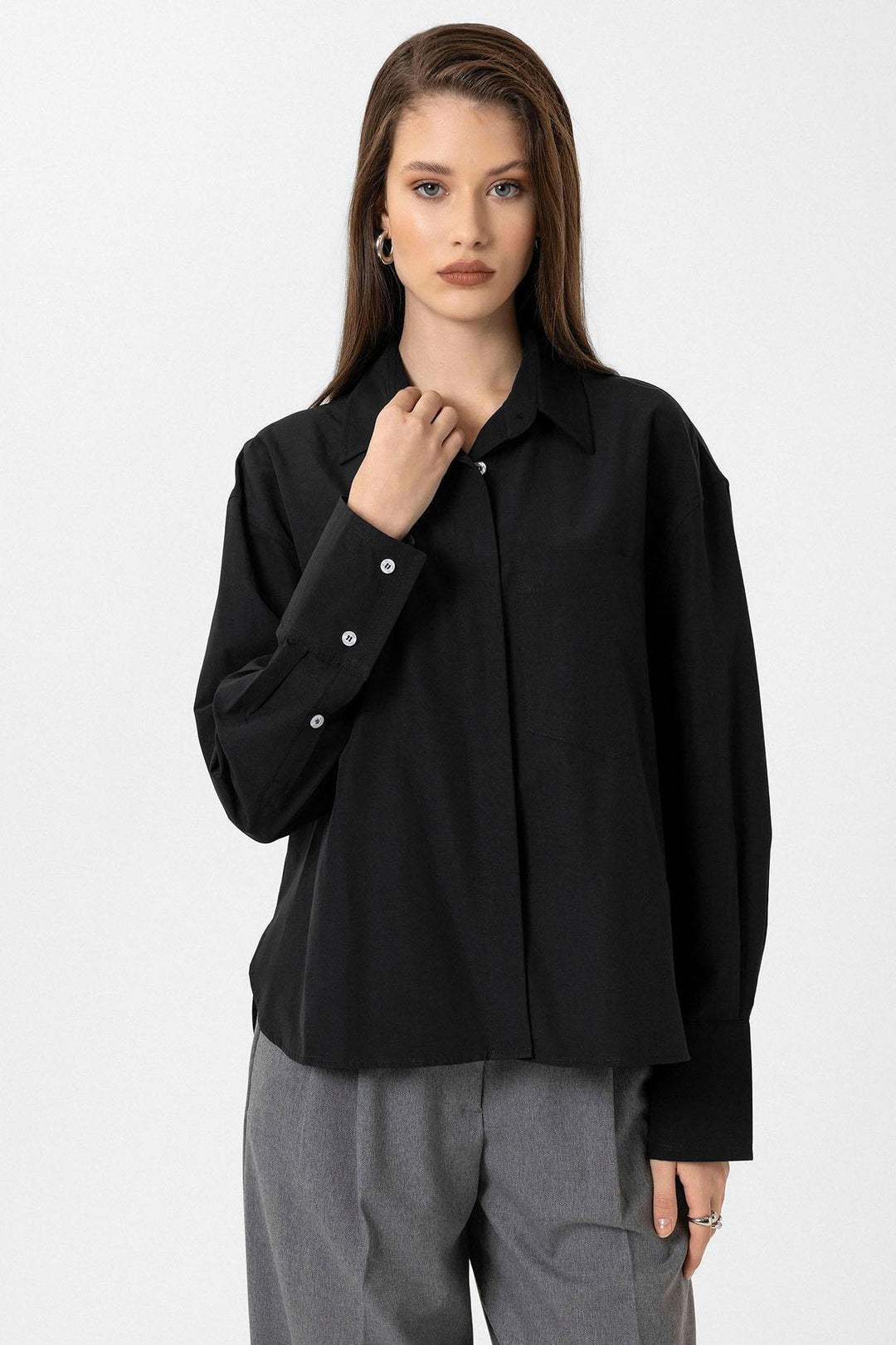 ANT Antioch Black Women's Basic Poplin Shirt - Landshut