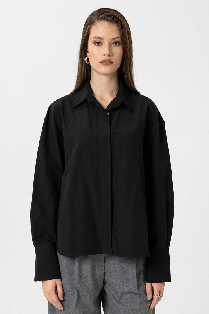 ANT Antioch Black Women's Basic Poplin Shirt - Landshut