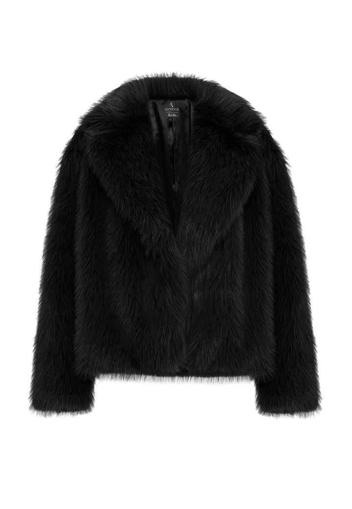 ANT Antioch Black Women's Jacket Collar Faux Fur Jacket - Hesperia