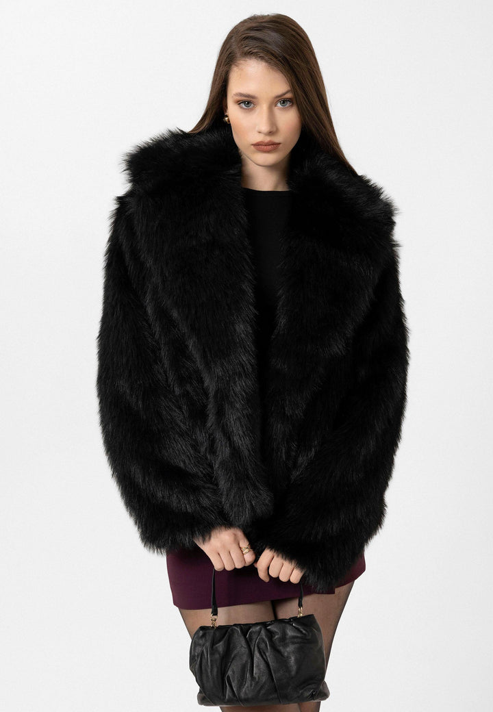 ANT Antioch Black Women's Jacket Collar Faux Fur Jacket - Hesperia