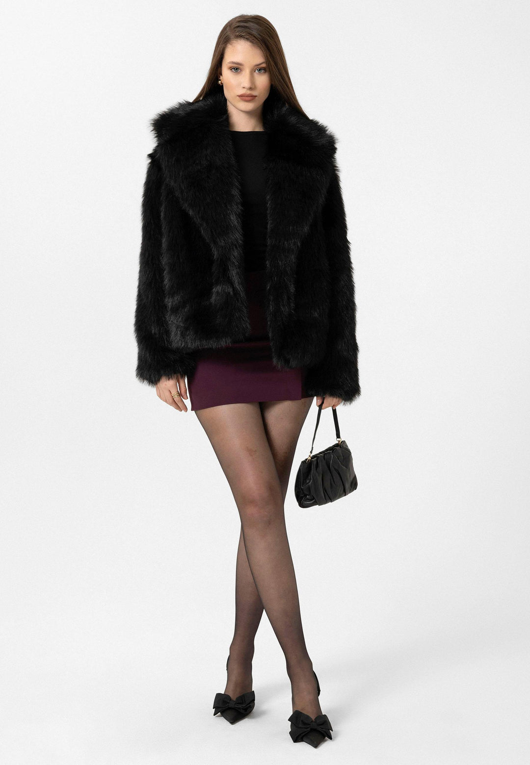 ANT Antioch Black Women's Jacket Collar Faux Fur Jacket - Hesperia