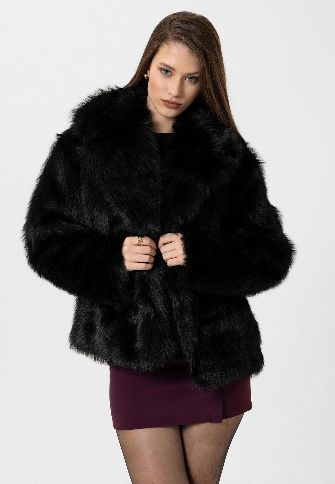 ANT Antioch Black Women's Jacket Collar Faux Fur Jacket - Hesperia
