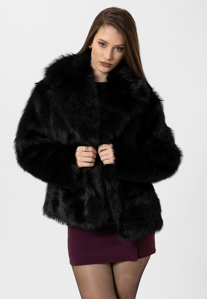 ANT Antioch Black Women's Jacket Collar Faux Fur Jacket - Hesperia