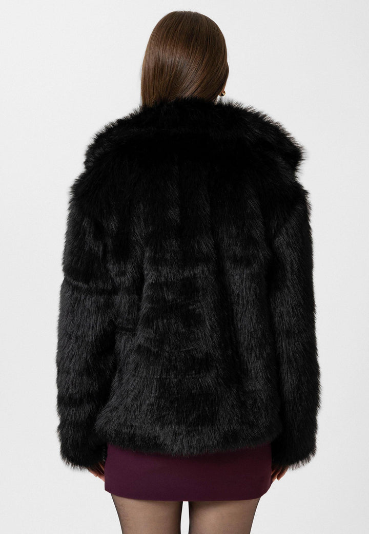 ANT Antioch Black Women's Jacket Collar Faux Fur Jacket - Hesperia
