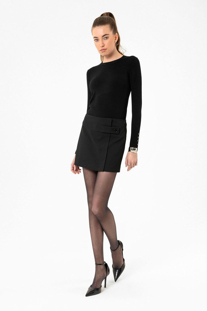 ANT Antioch Black Women's Mini Skirt with Button Detail - Chingford