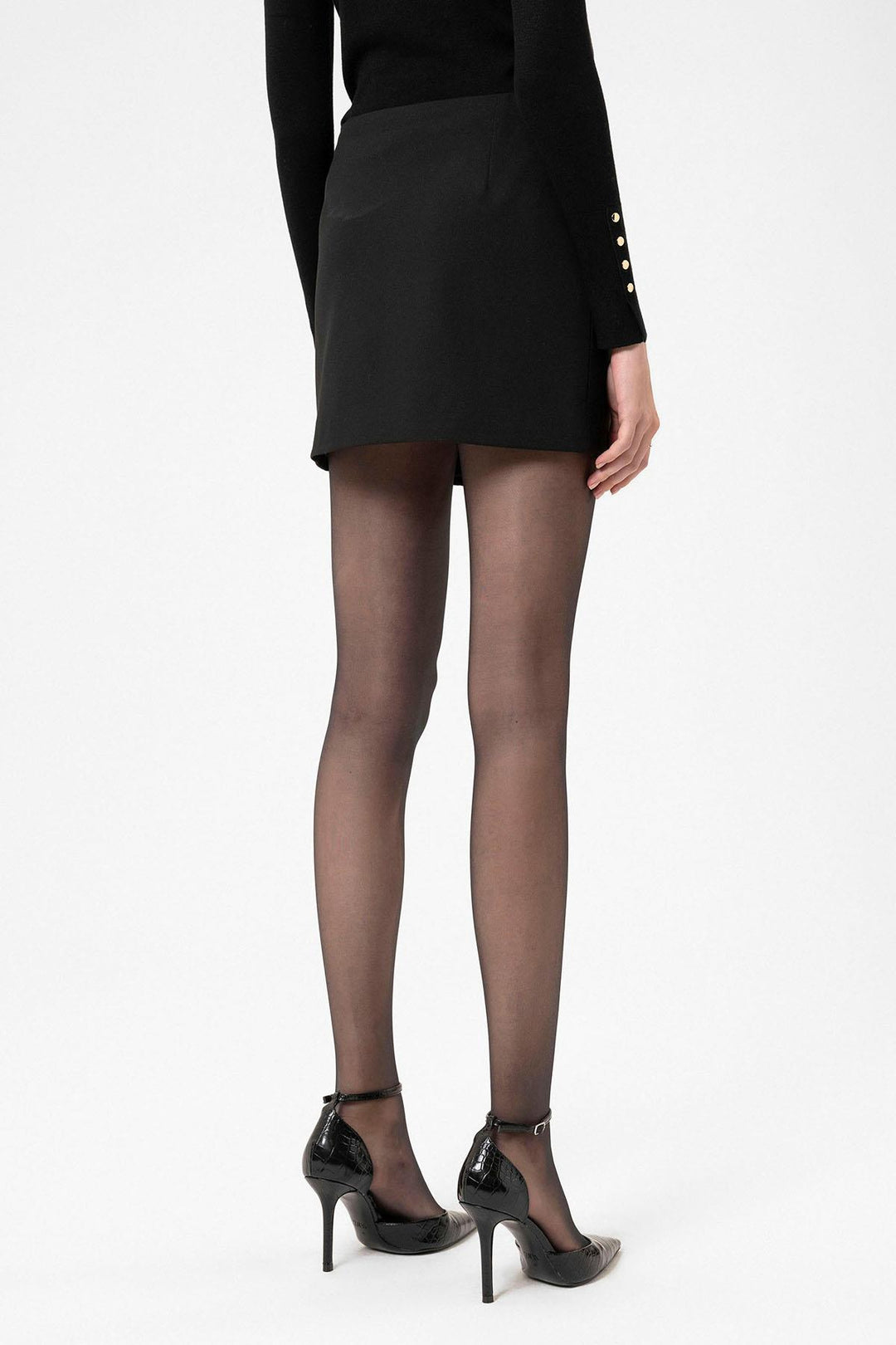 ANT Antioch Black Women's Mini Skirt with Button Detail - Chingford