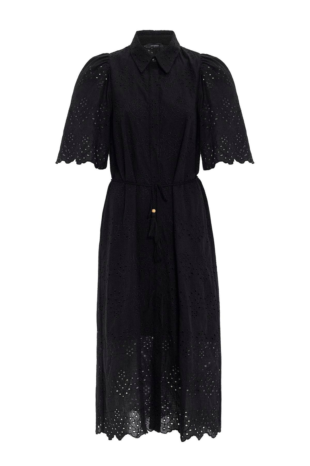 ANT Antioch Black Woman Dress with Pistachio Embroidery - Coatepec Harinas