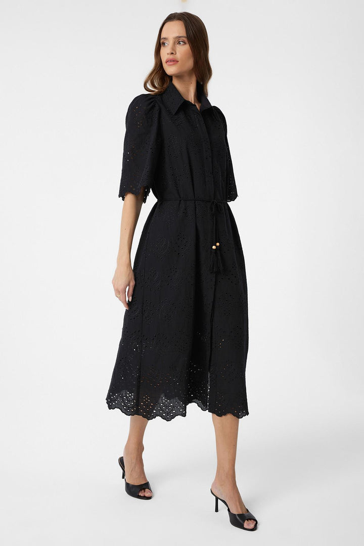 ANT Antioch Black Woman Dress with Pistachio Embroidery - Varash