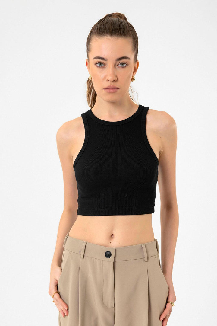 ANT Antioch Black Ribbed Crop Top - Lawrence