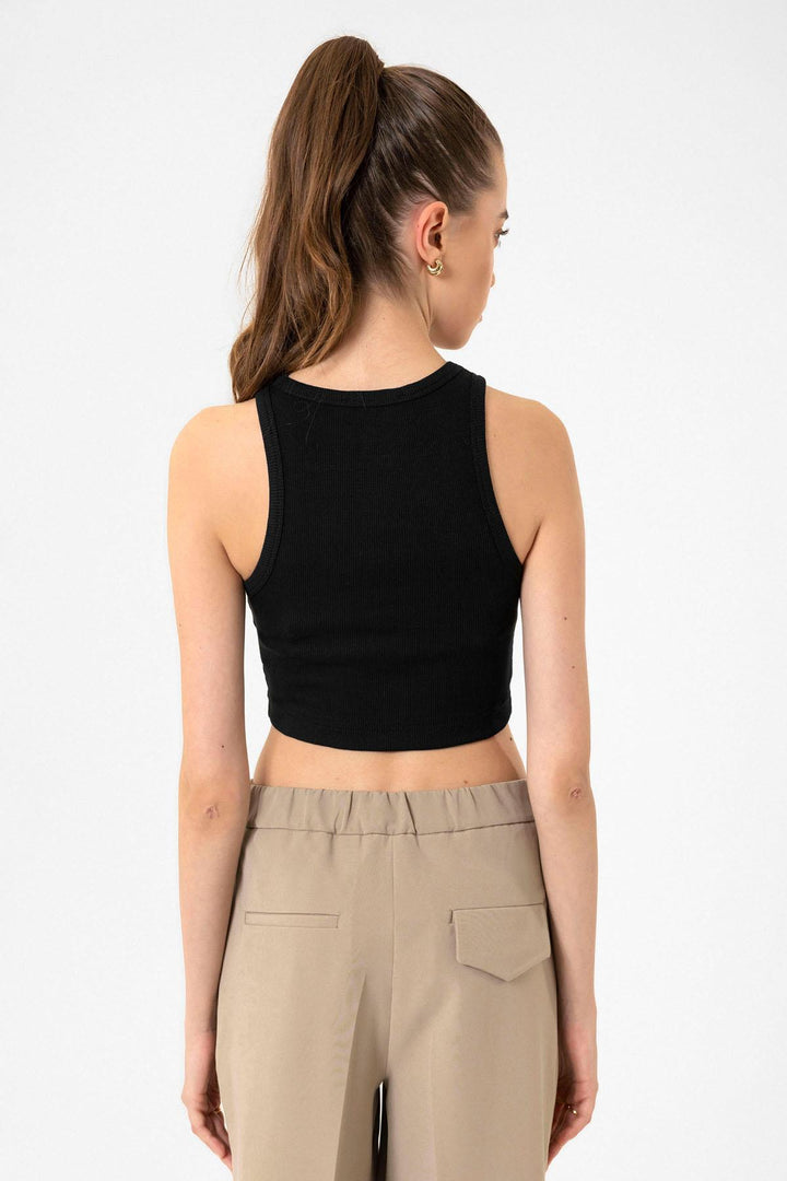ANT Antioch Black Ribbed Crop Top - Lawrence