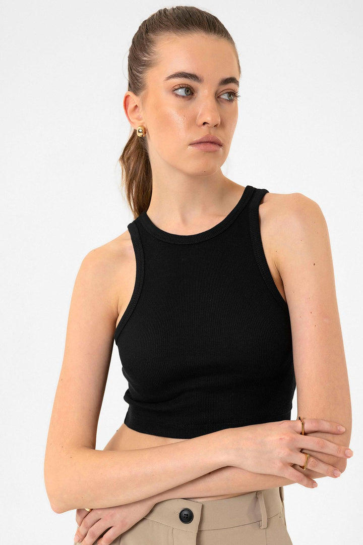 ANT Antioch Black Ribbed Crop Top - Lawrence