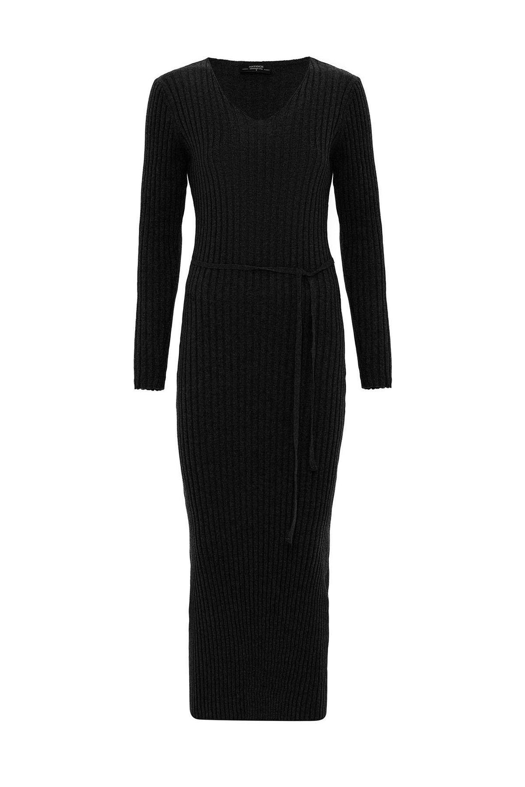 ANT Antioch Black Woman Threaded Midi Knit Dress - Shawinigan