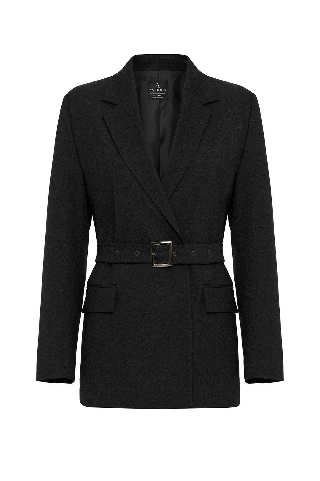 ANT Antioch Black Women's Belted Blazer Jacket - Fastiv