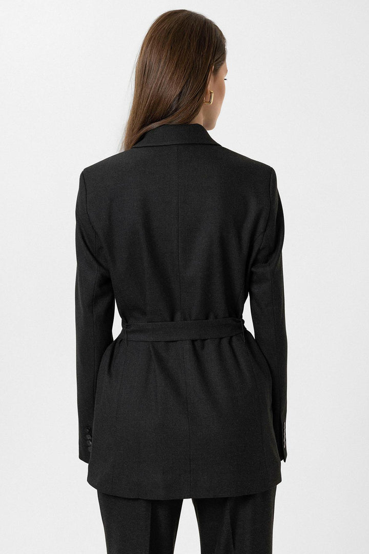 ANT Antioch Black Women's Belted Blazer Jacket - Fastiv