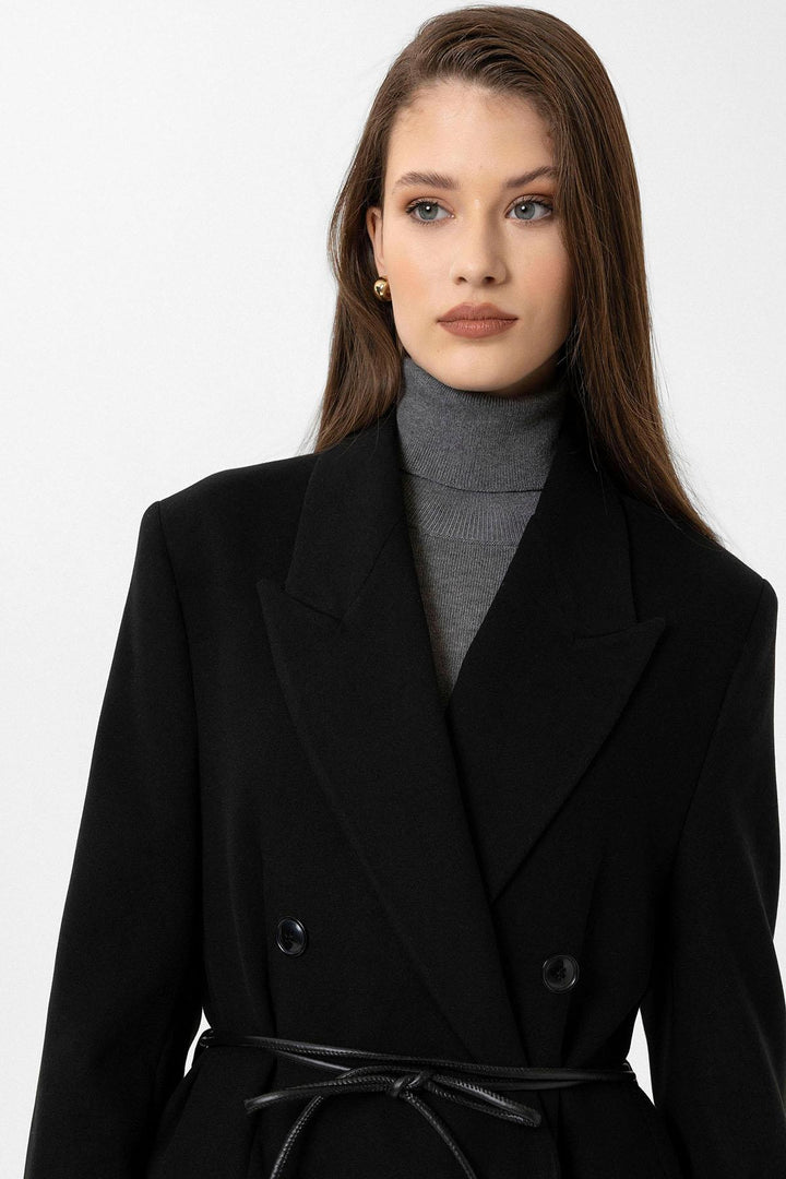 ANT Antioch Black Women's Belted Wrap Coat - Barnet