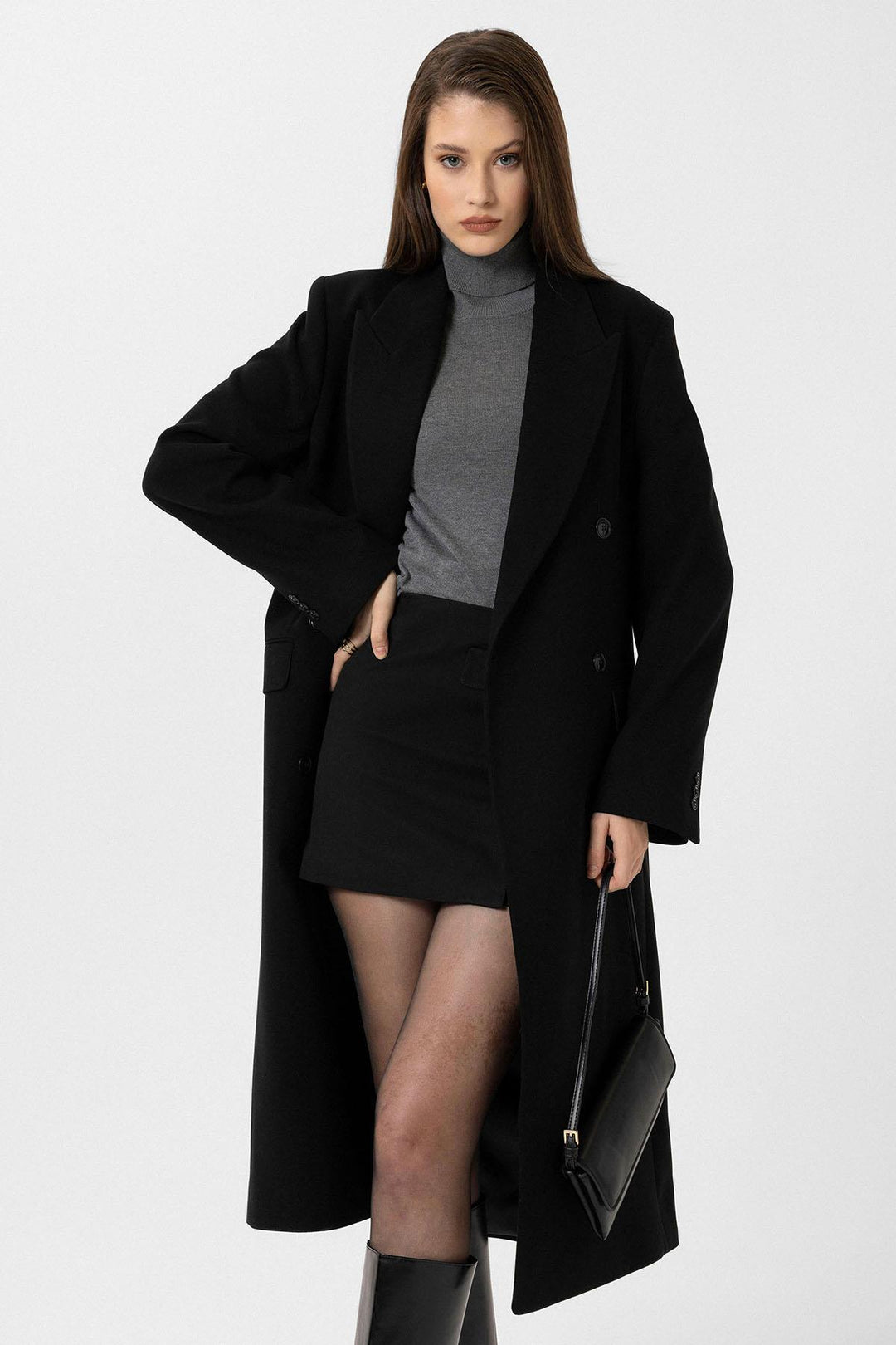 ANT Antioch Black Women's Belted Wrap Coat - Barnet
